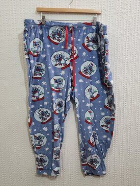 Disney Lilo and Stitch Christmas Holiday Fleece Jogger Pajama Pants Plus Size 3X